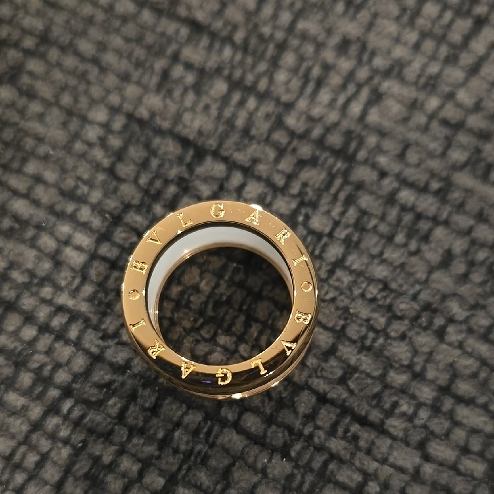 Bvlgari Inspired Gold and White Ceramic Women's Band Ring